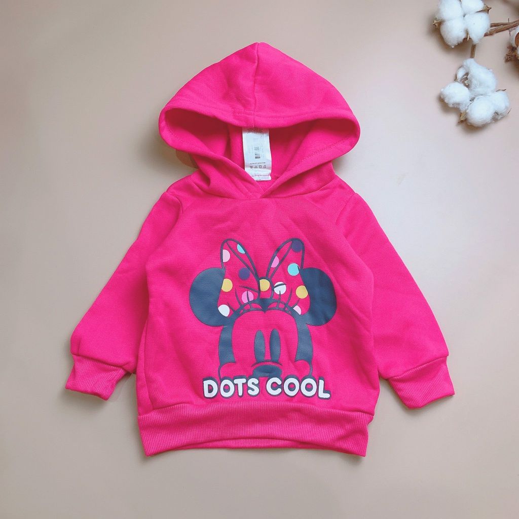 Áo nỉ Hoodie Disney BG - màu hồng Minnie nơ chấm bi