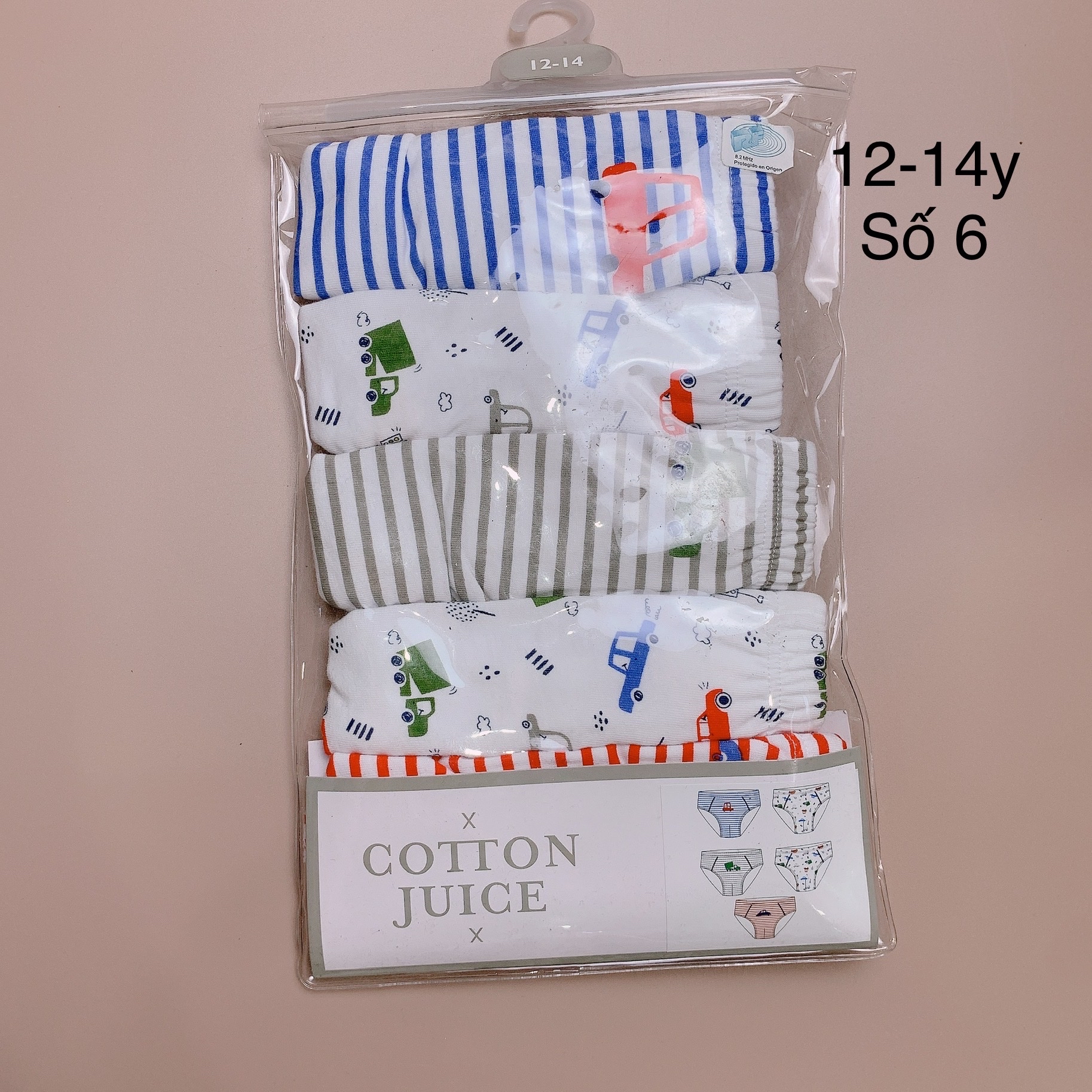 [12-14y] Set 5 quần sịp tam giác Cotton Juice bé trai