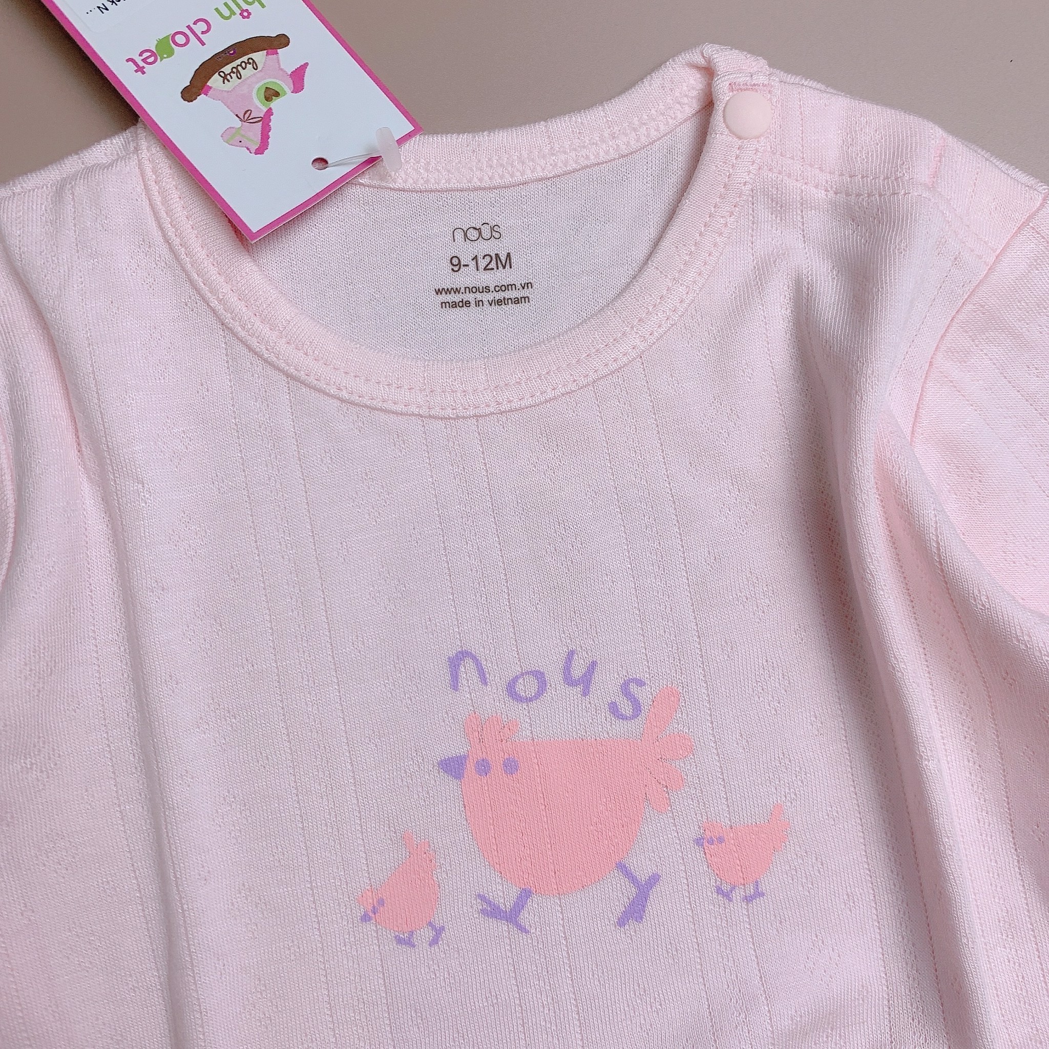 Bộ cài vai dài hồng chick Nous