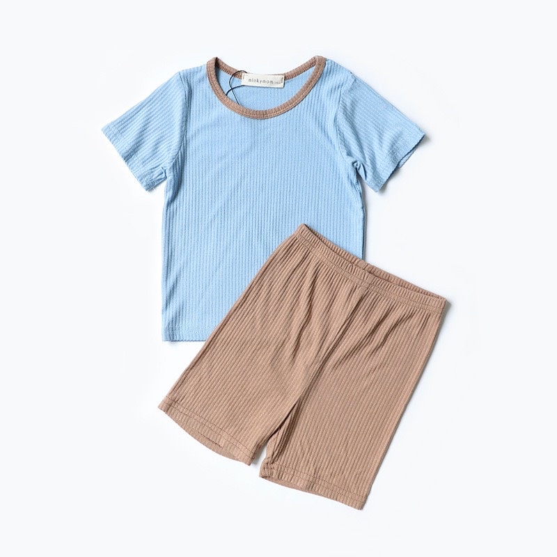Bộ minkymom thun tăm viền cổ phối màu BTBG
