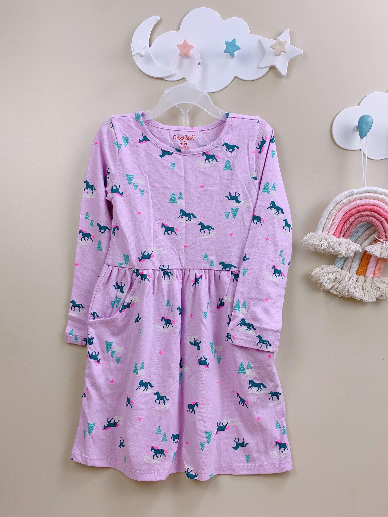 Váy cotton dài tay Cat Jack hoạ tiết BG 5-18y (Bảng màu 1)