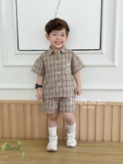 Set bộ June kẻ BBR đính logo Snoopy BT size 1-10y