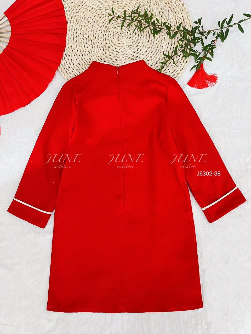 Áo dài nhung June thêu ngực 3 màu Bé Trai size 1 - 10y