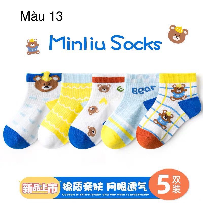 Set 5 tất lưới Minliu Kid Sock BT size 2-12y