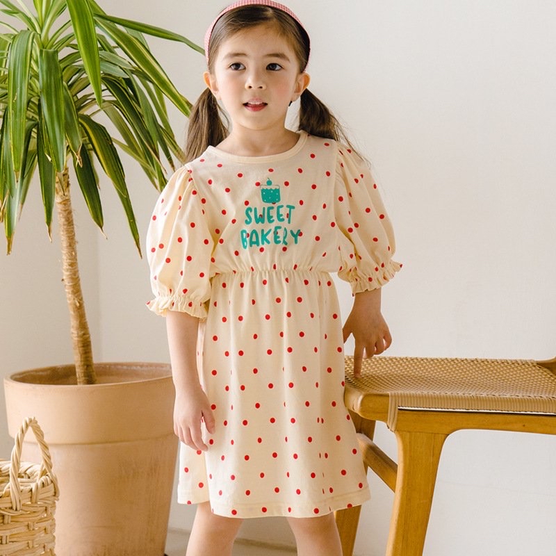Váy cotton Bebezoo chun eo 2 màu chấm bi Sweet Bakery size 100 - 140