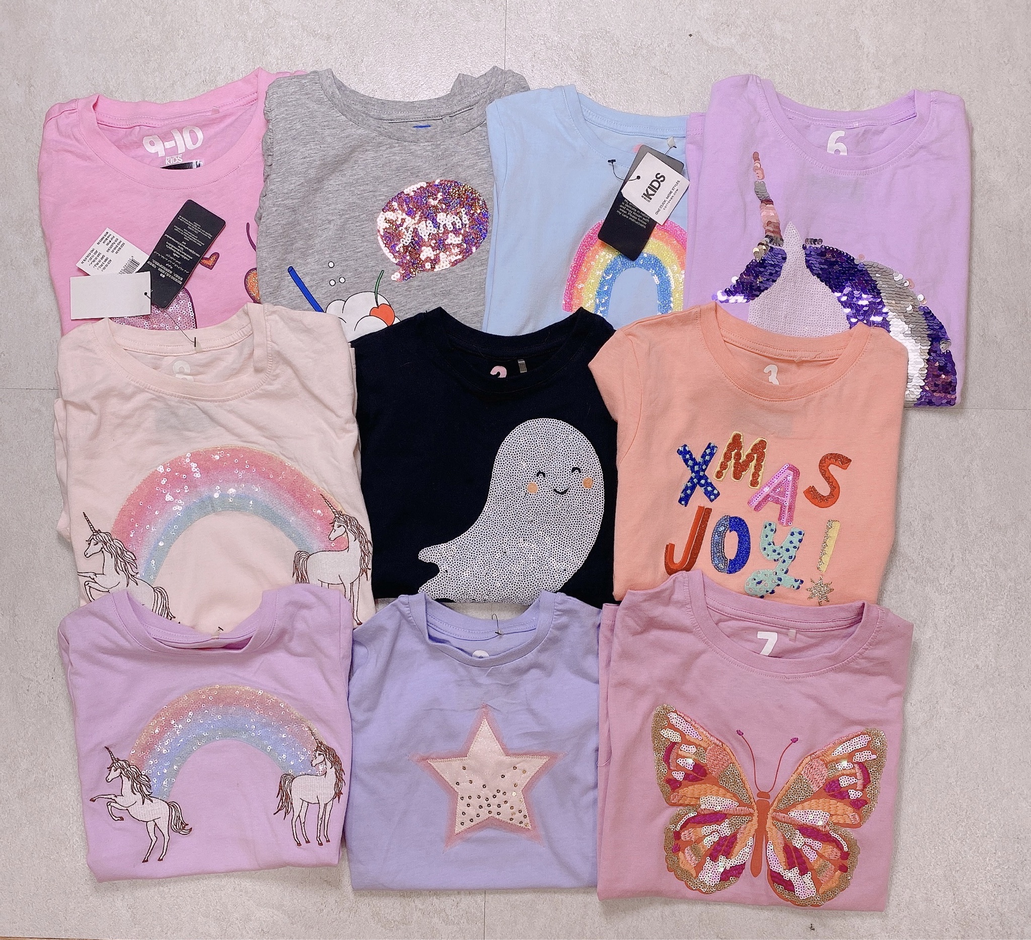 BM1 - Áo cotton on đính kim sa dư xịn nhiều mẫu cho bé gái size 2 - 10y