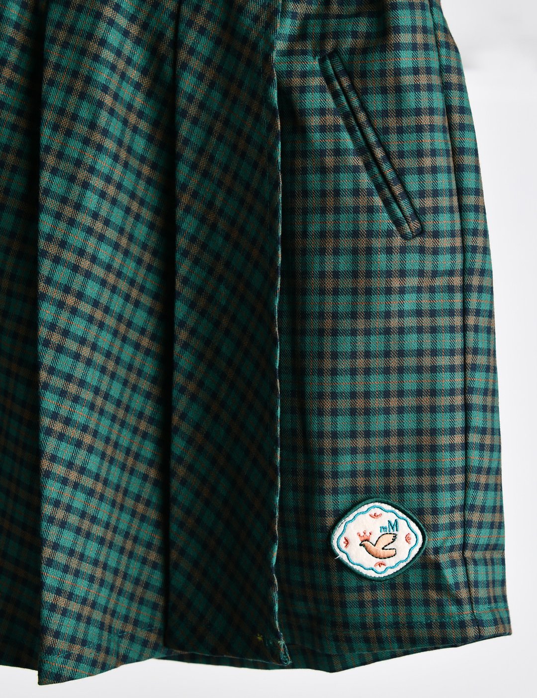Quần váy Moimoln xuất Hàn dư xịn kẻ caro xanh bé gái size 100-140 (1 số thiếu logo)