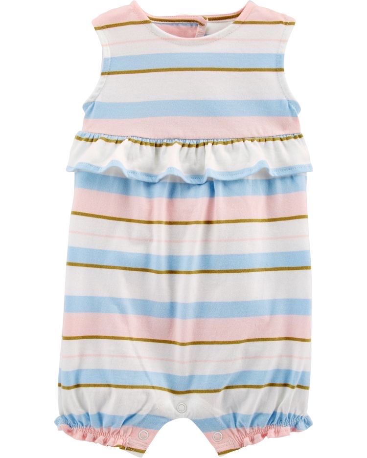 Romper Carters kẻ hồng trắng xanh