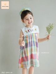 JJ 4984 - Váy Jam & Jenny kẻ sát nách cổ thủy thủ thêu hoa bé gái size 2-12y
