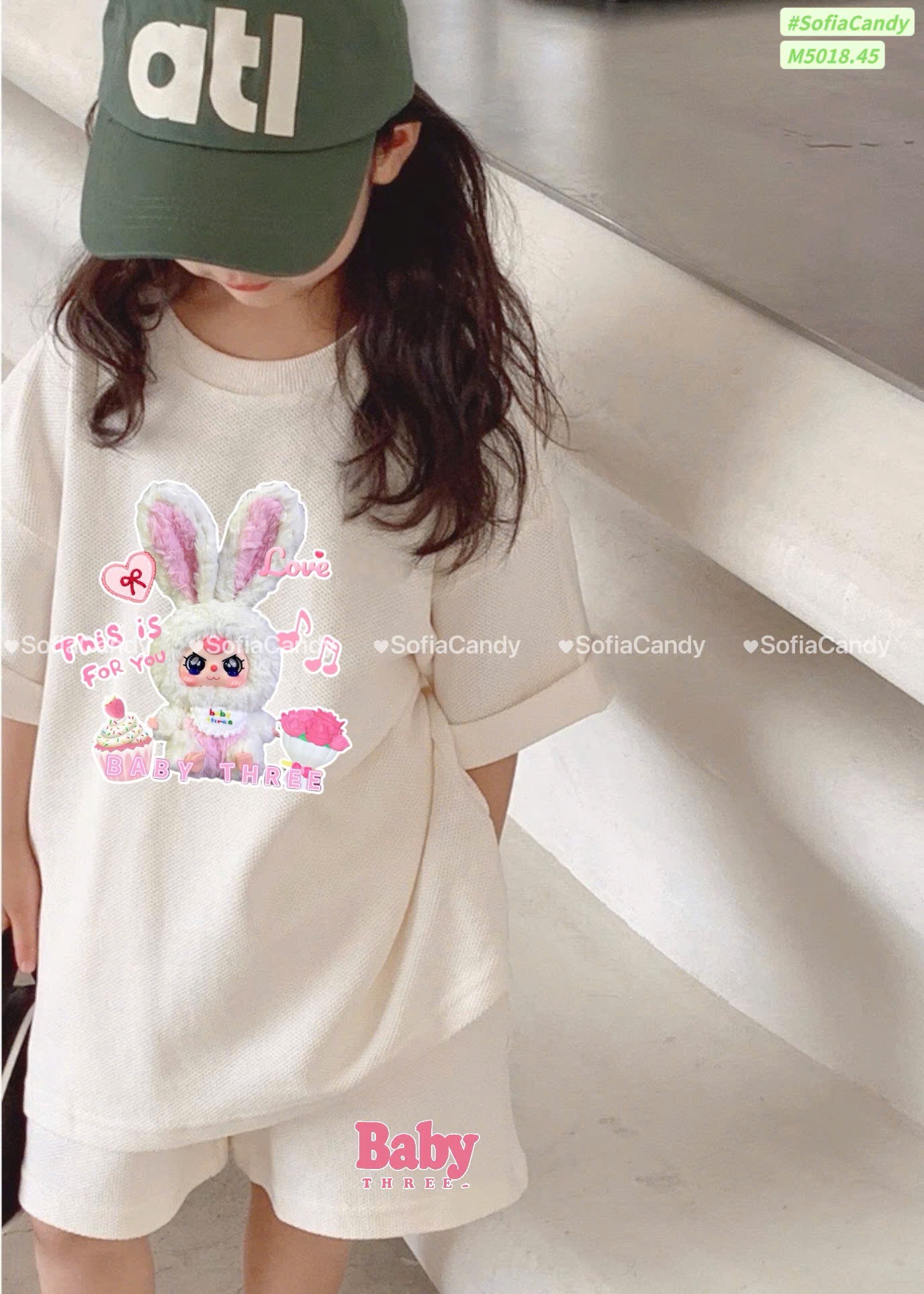 M5018 - Bộ Mia Kids Baby Three màu trắng bé gái size 1-10y