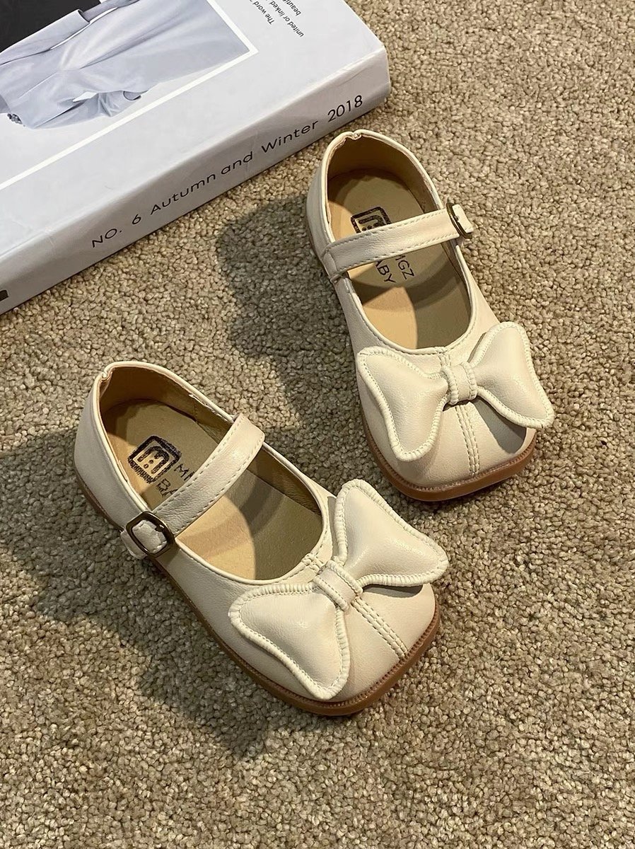 V296 - Giày MG Baby nơ phồng 2 màu kem / đen size 21-30