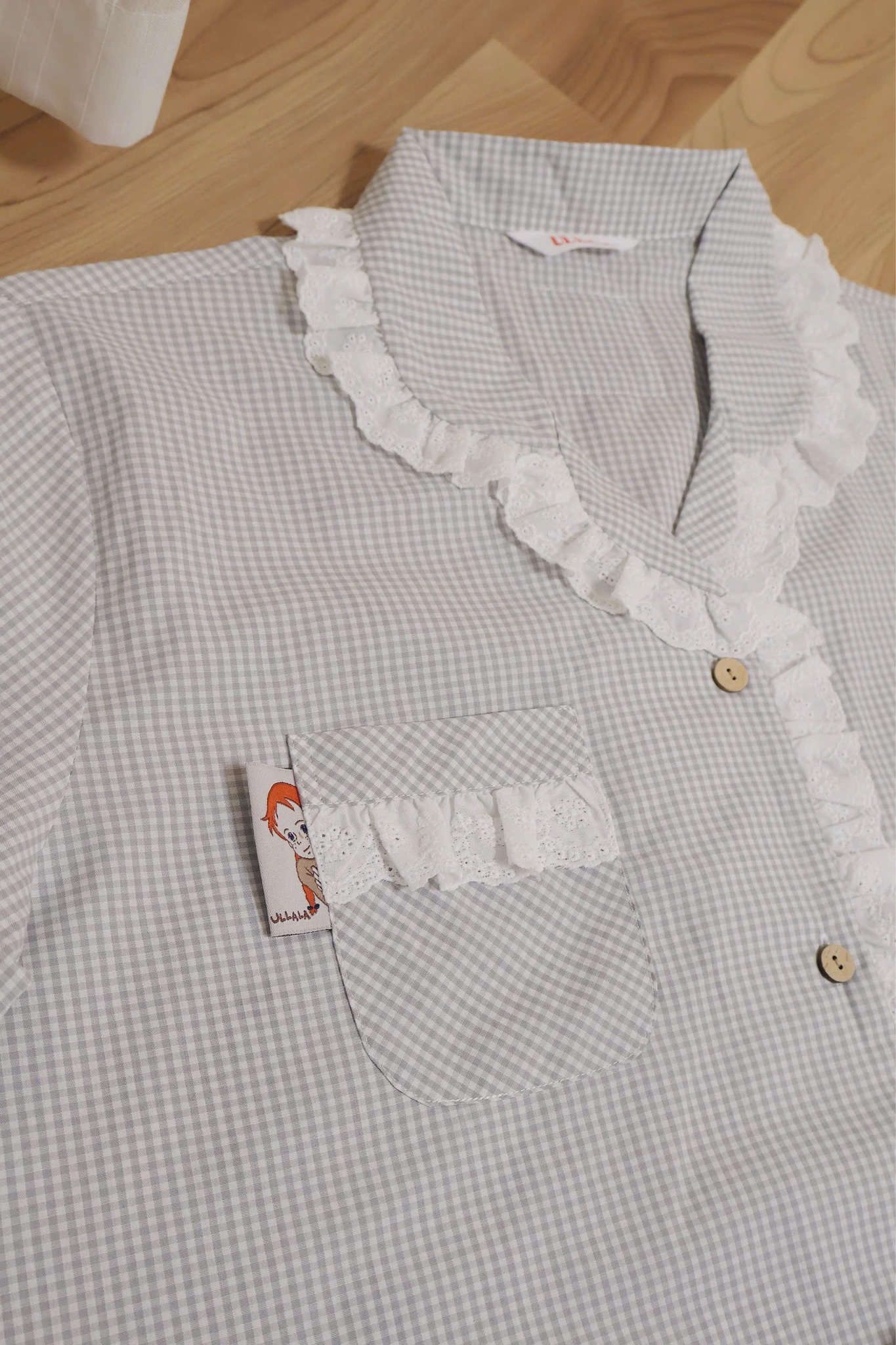 Pyjama Ullala kẻ caro ghi trắng cho Mẹ size 50-63kg