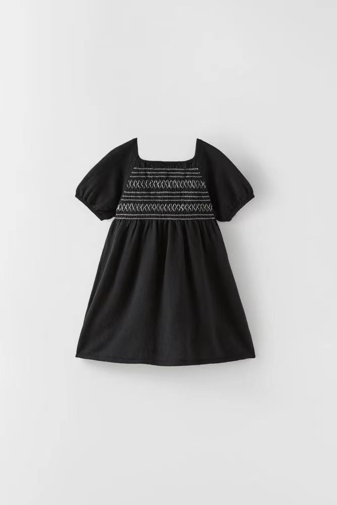 Váy len ZARA bé gái đen trắng size 9m - 5y