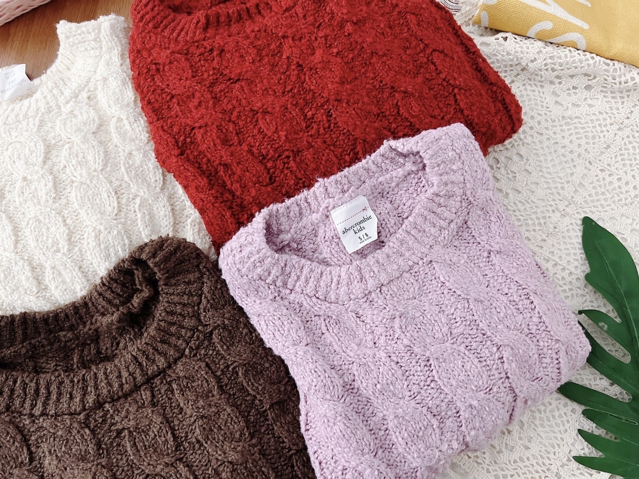 Áo len vặn thừng Abercrombie Kids dòng đại 4 màu BG size 6 - 16y