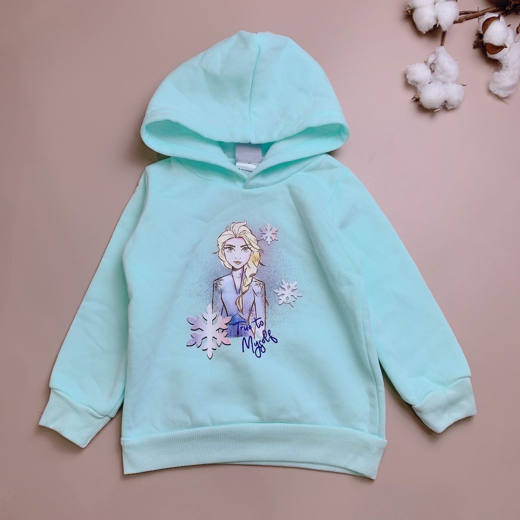 Áo nỉ Hoodie Disney BG - màu xanh hình Elsa True to My self