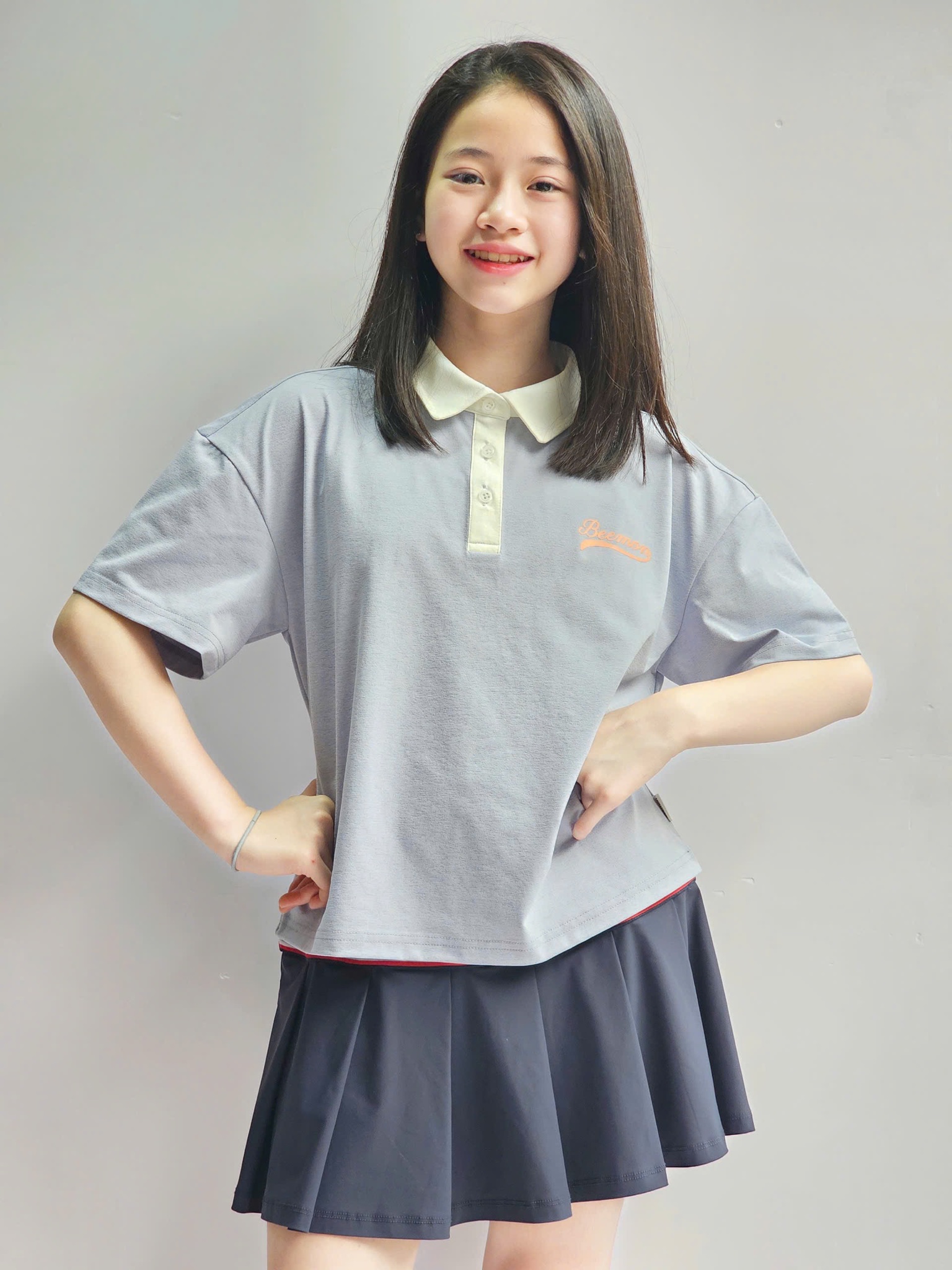 Áo polo Bee Mon phối cổ 2 màu bé Gái size 120 - 160
