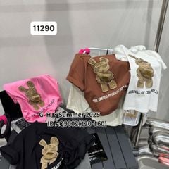 9002 - Áo cotton QC hình thỏ đeo kính nhiều màu bé gái size 120-160