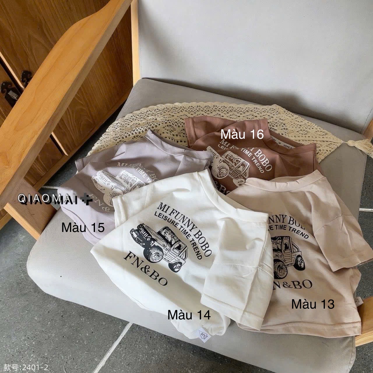 Áo cotton QC nhiều mẫu cho bé size 90-130