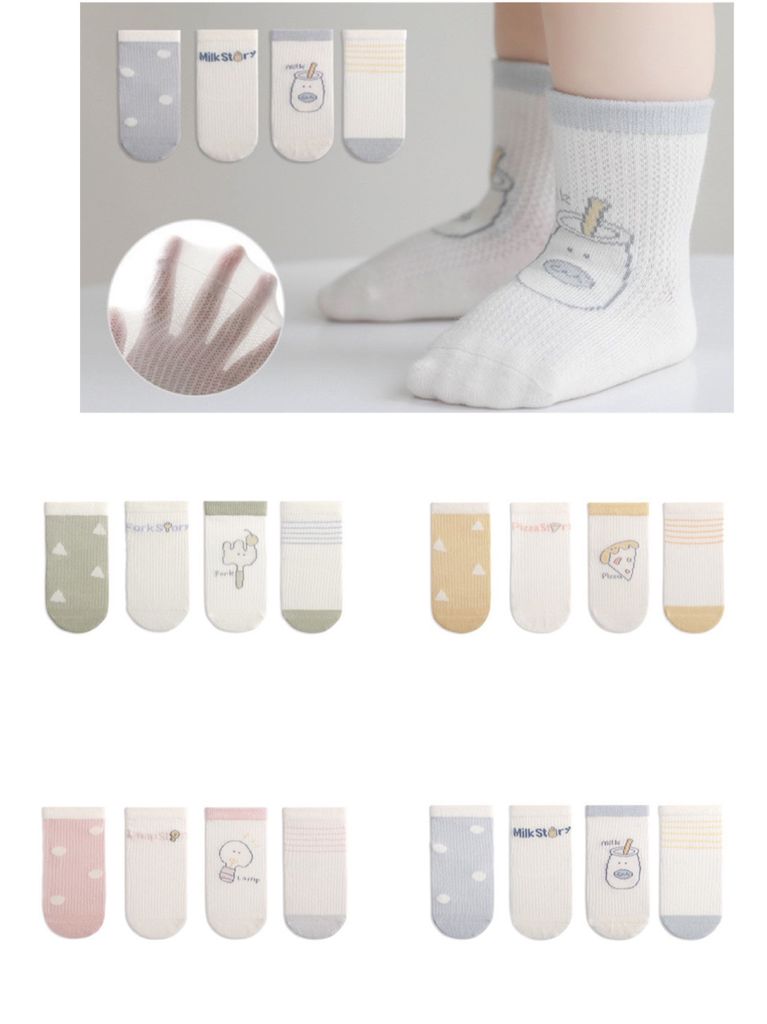 Set 4 tất lưới cao cổ Nemo Baby in hình 4 tông màu
