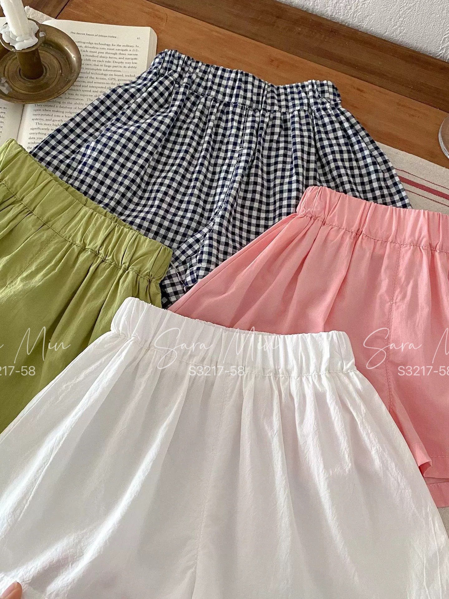 Quần short thô đũi trơn nhiều màu June with love size 1-10y