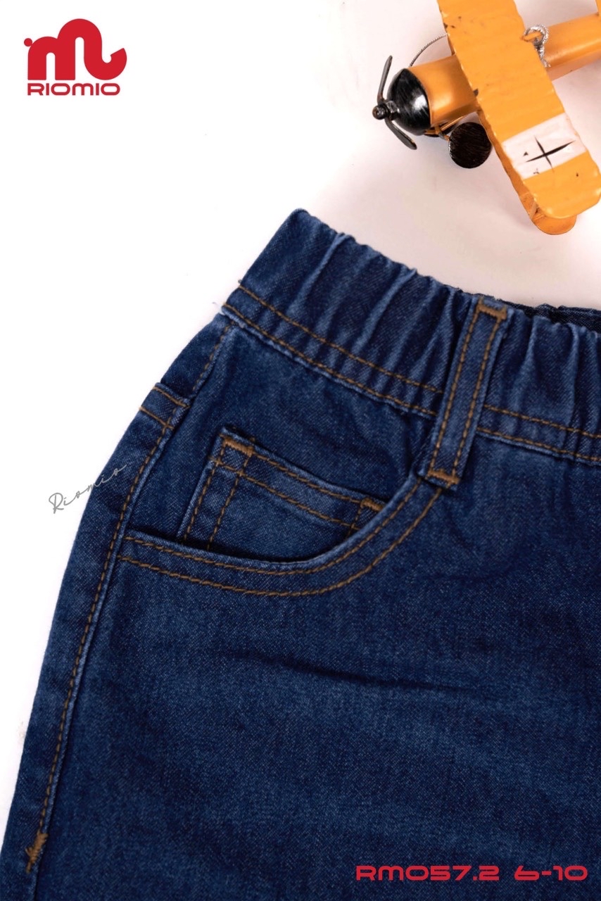 Quần jean mềm Riomio dáng baggy bé trai trơn 2 màu đậm / nhạt