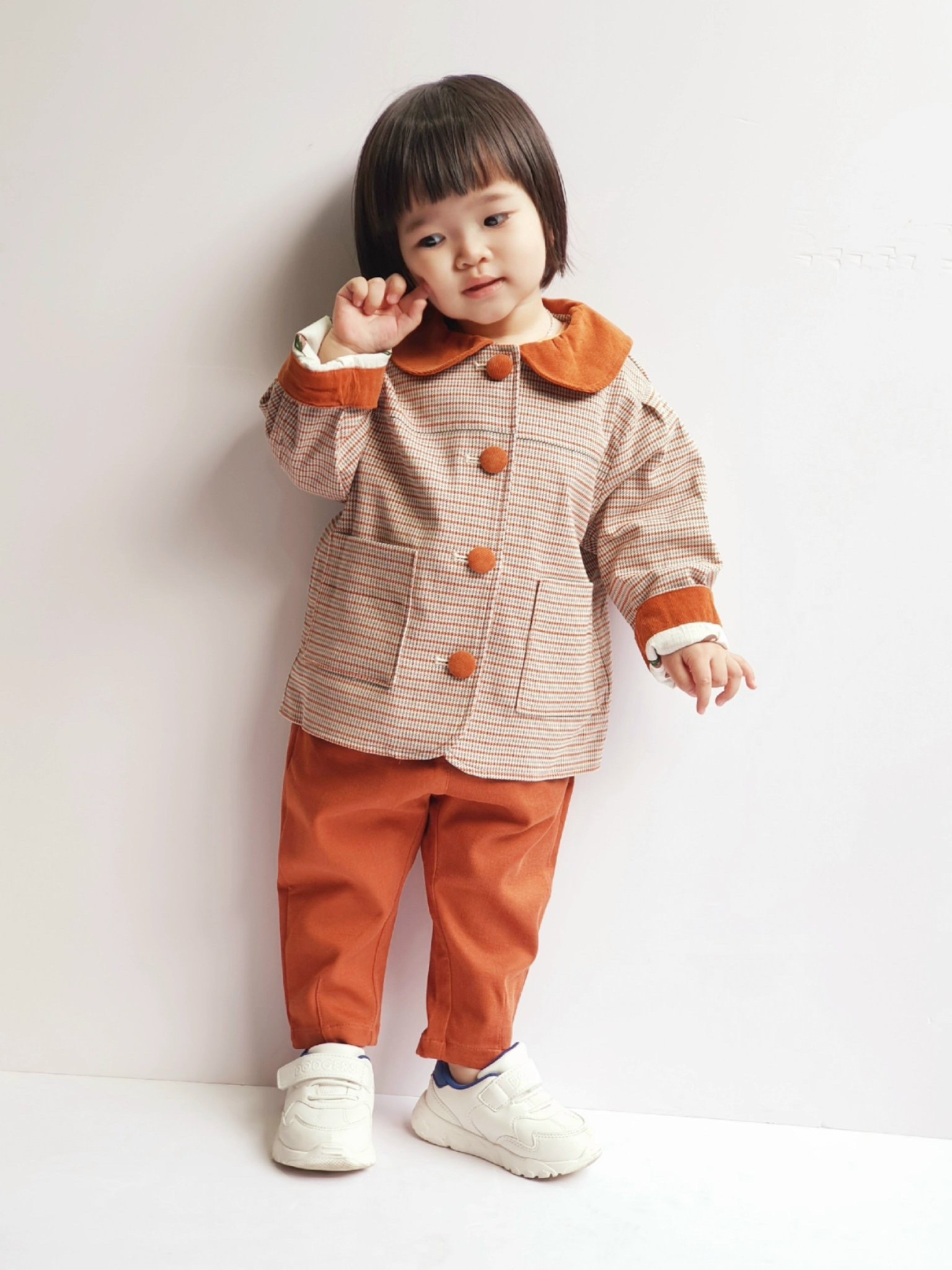 Áo khoác nỉ kẻ cổ sen Moimoln BG