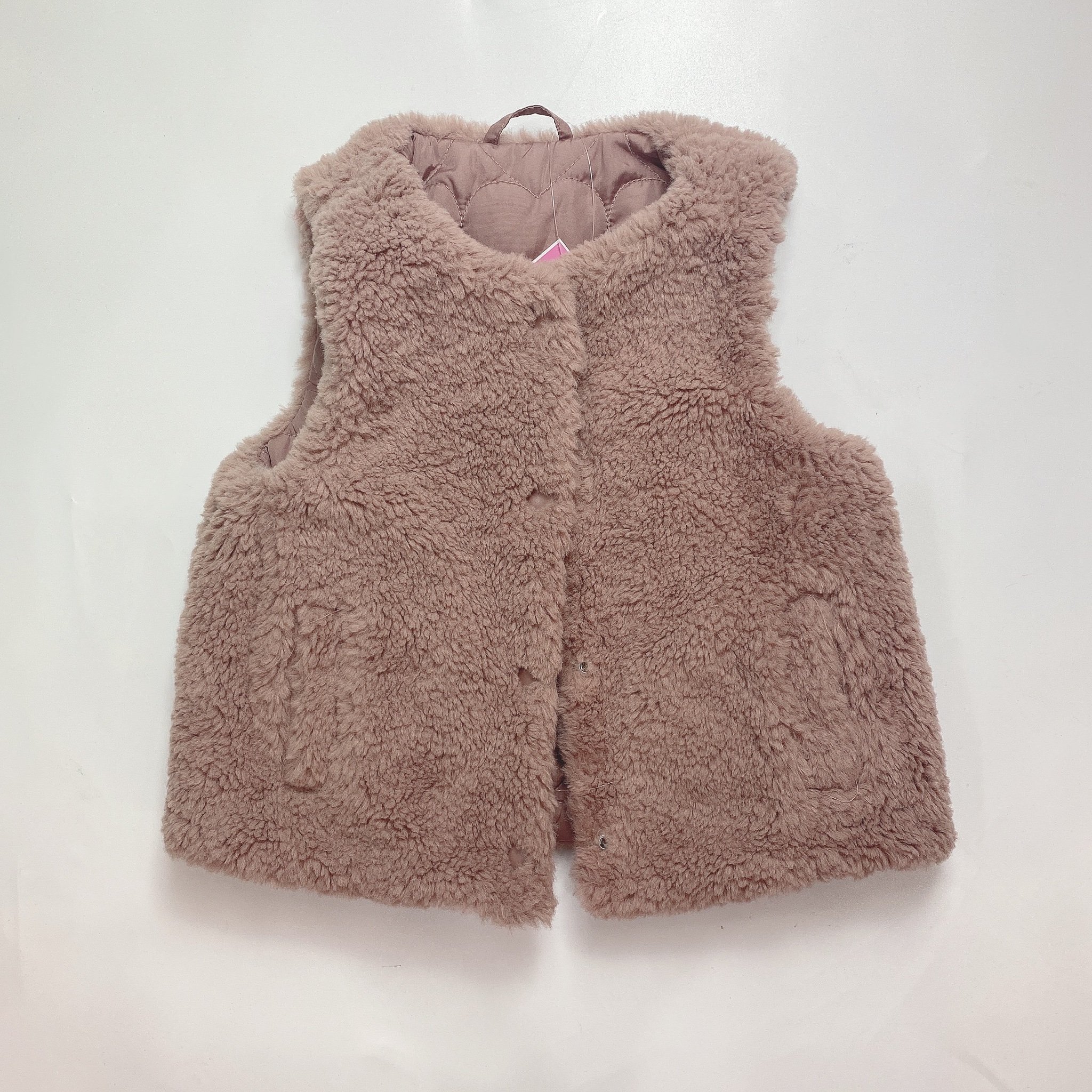 Gile phao 2 mặt dư xịn chần chỉ hình tim màu hồng đất bé gái size 12m - 7y