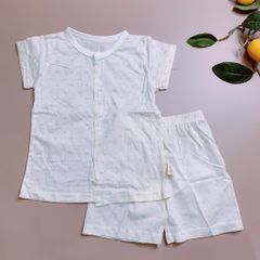Bộ cotton cài khuy Moimolpi - kem chữ CAR