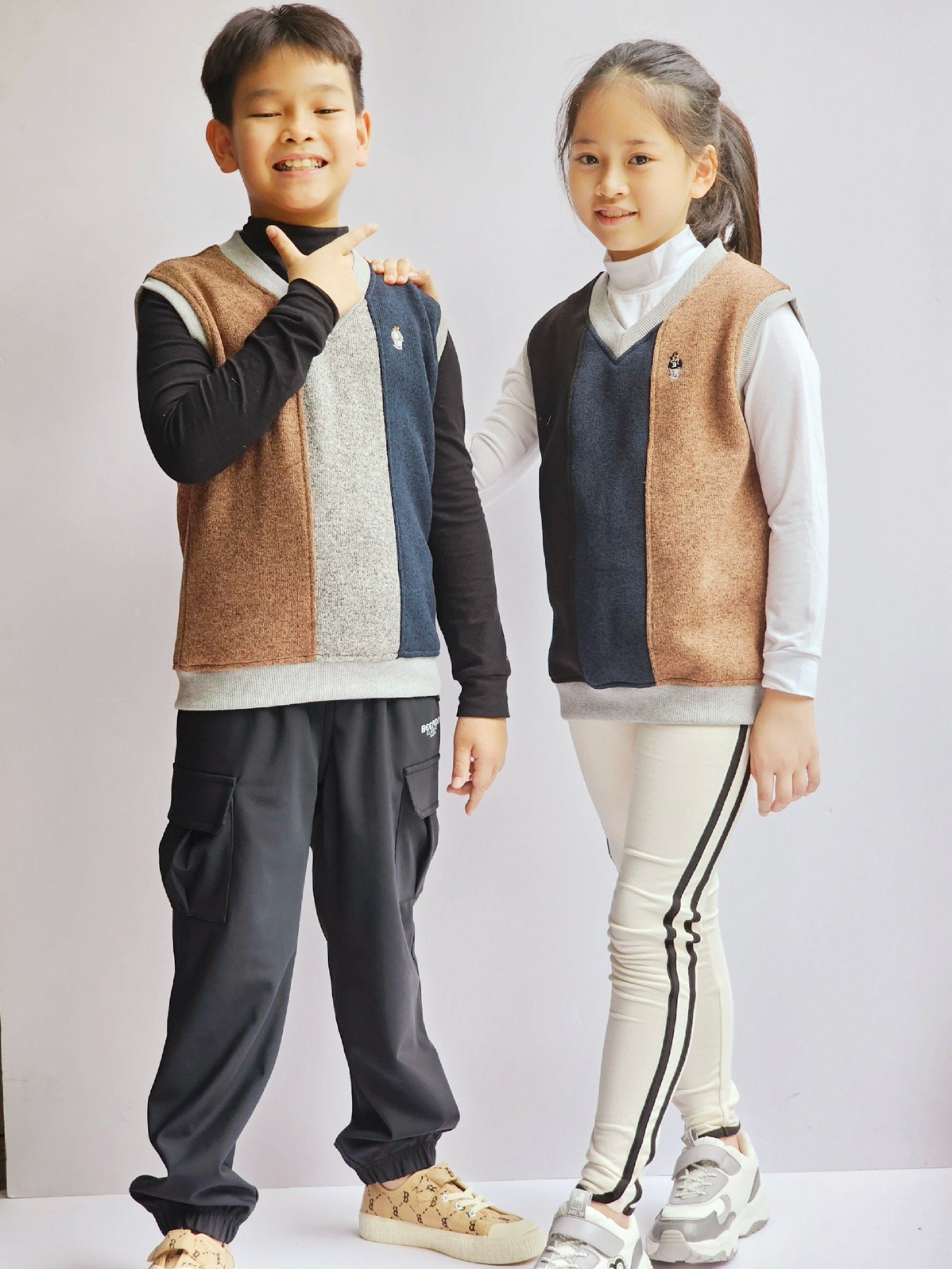 Áo gile nỉ len Bee Mon phối màu BTBG size 120-160