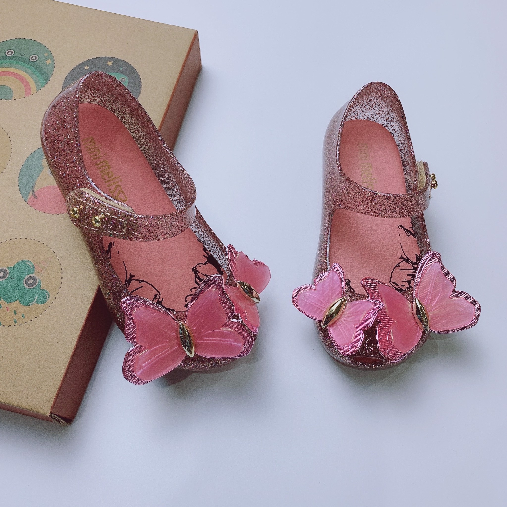 Giày Mini Melissa cánh bướm - nhũ hồng đậm SHIN Baby Closet Giày Mini Melissa cánh bướm - nhũ hồng đậm SHIN Baby Closet