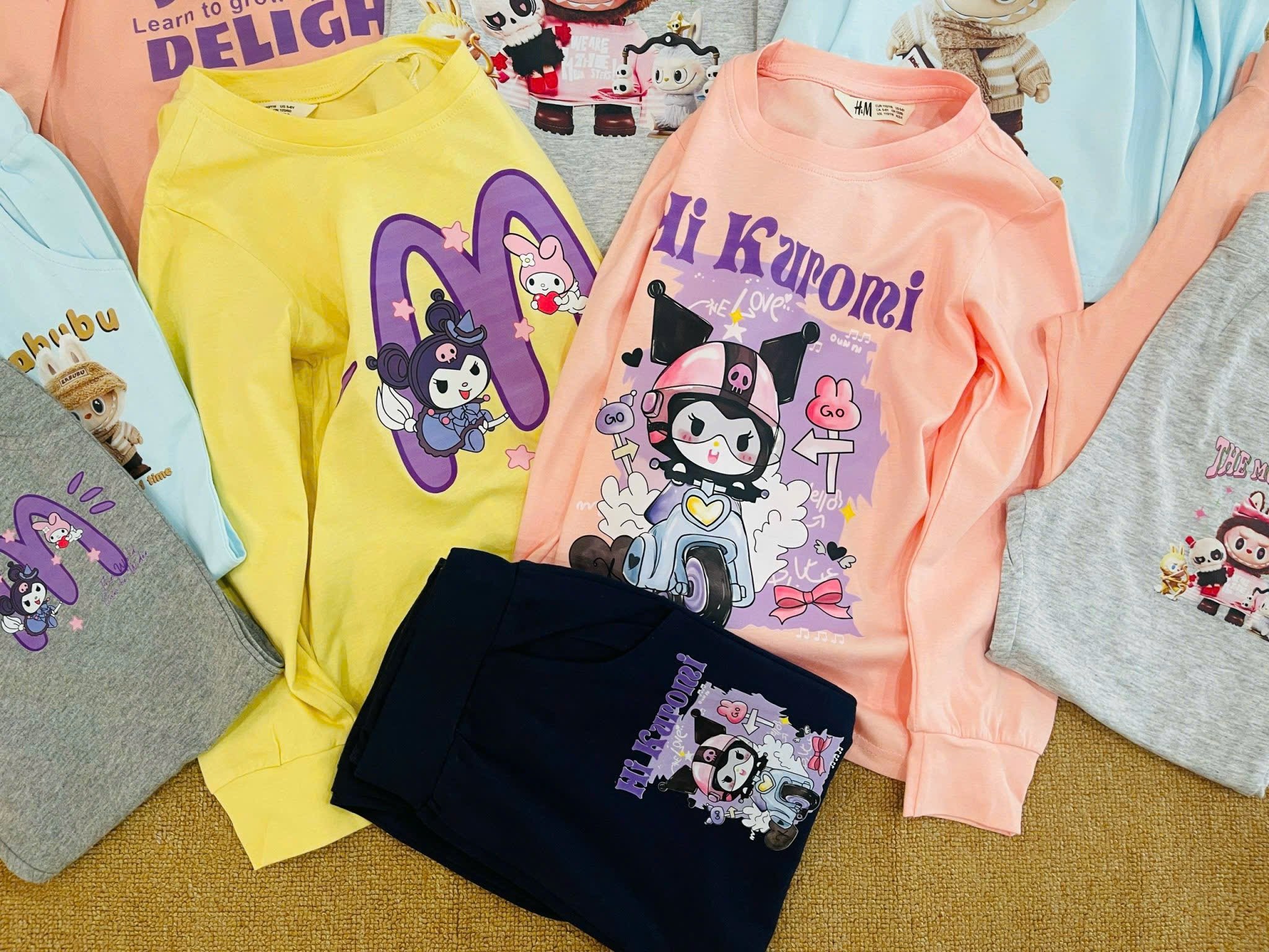 Bộ cotton HM vải dư dòng nhiều hình LABUBU / KUROMI size 2 - 12y