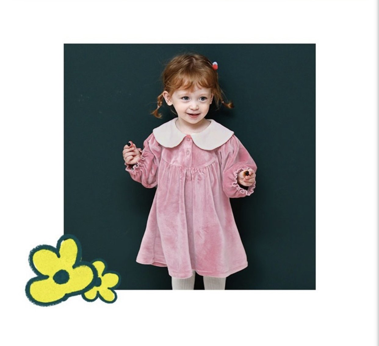 Váy nhung cổ sen lưng thỏ Milkmile 3 màu đỏ / vàng / hồng size 90 - 140