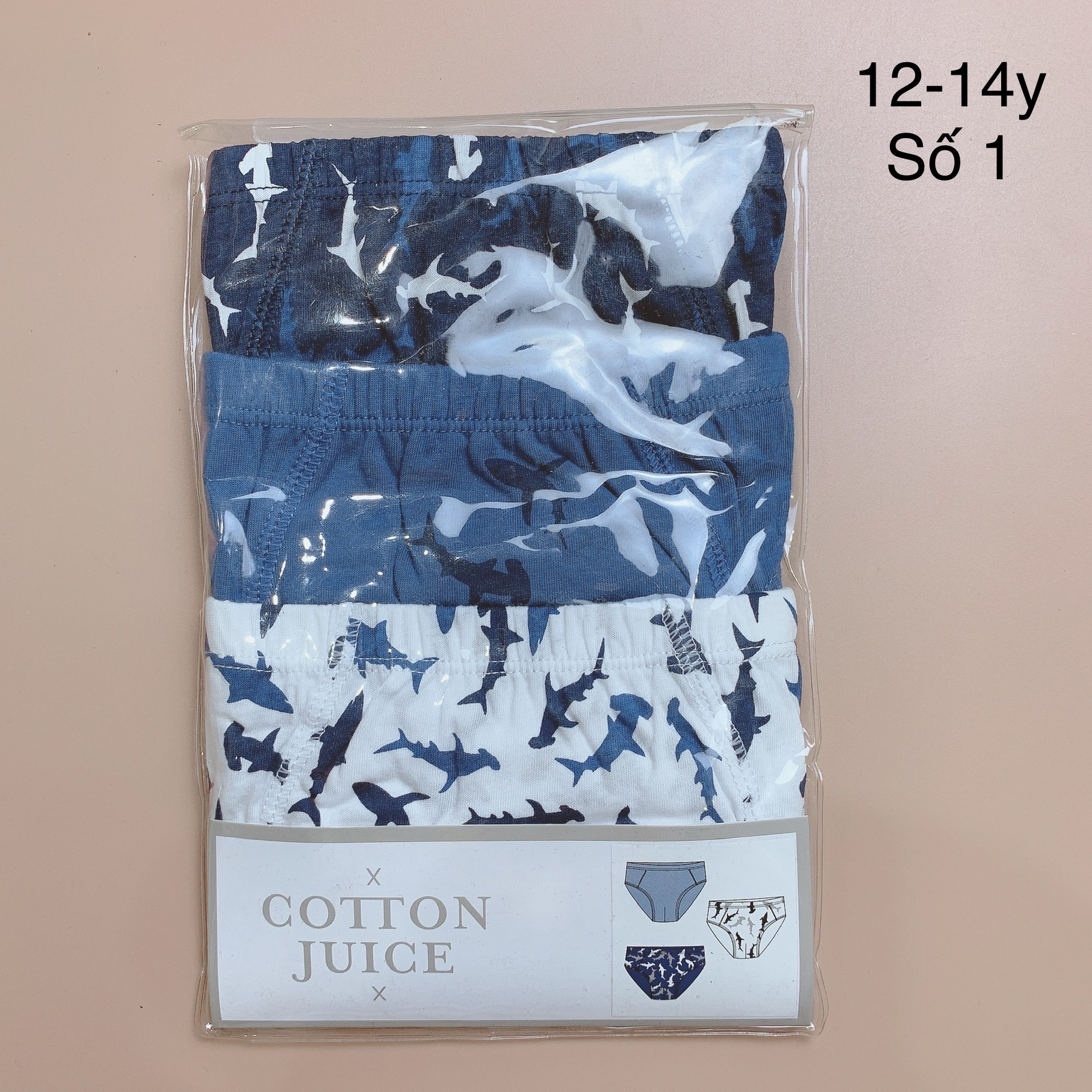 [12-14y] Set 3 quần sịp tam giác Cotton Juice bé trai