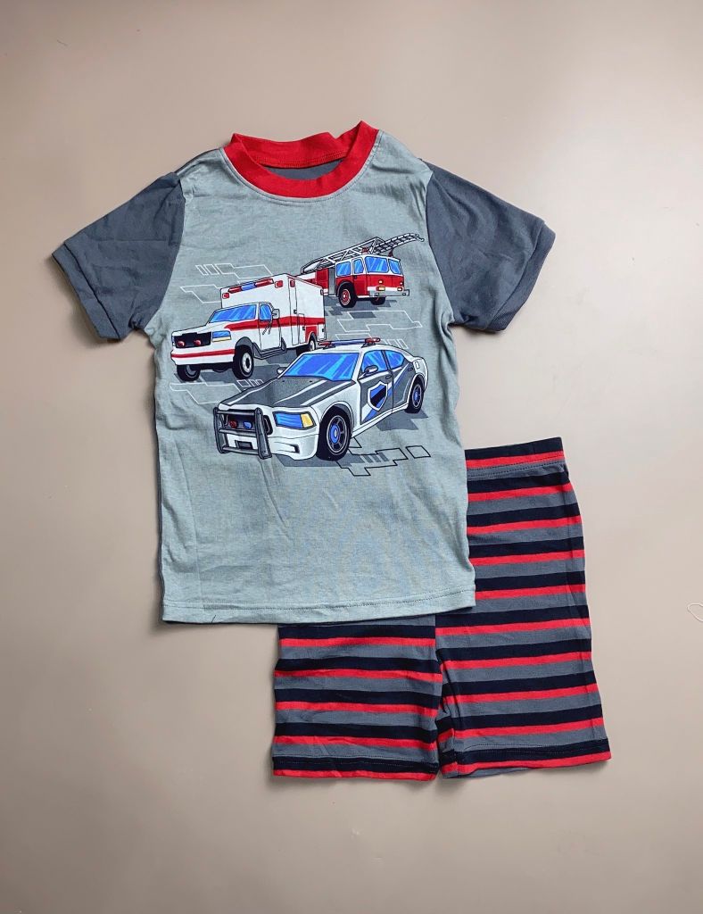 Bộ cotton Kirkland BT - áo ghi hình ô tô cảnh sát quần kẻ đỏ ghi