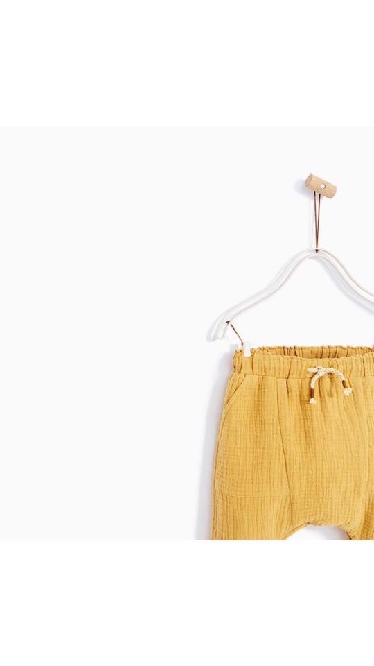 Quần vải xô muslin zara 2 màu vàng/hồng BTBG