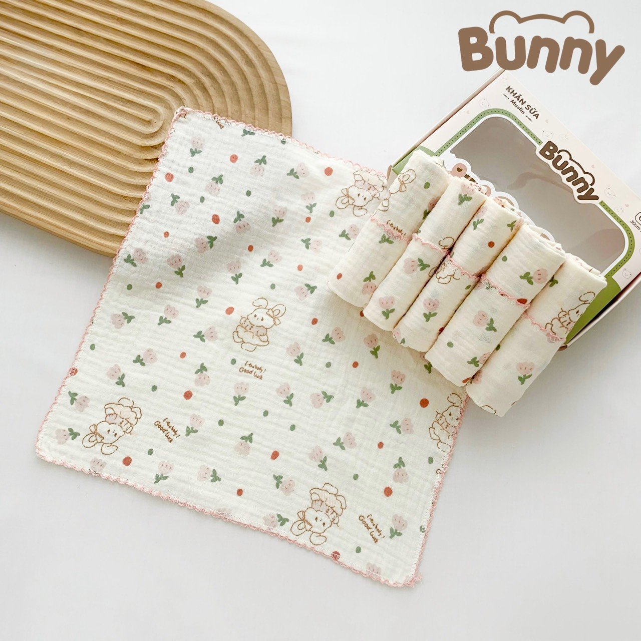 Hộp khăn xô Muslin nhiều hình Boona / Moony / Bunny ( 2 lớp )