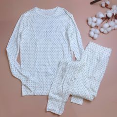 Bộ cotton gapkid trắng chấm bi xanh