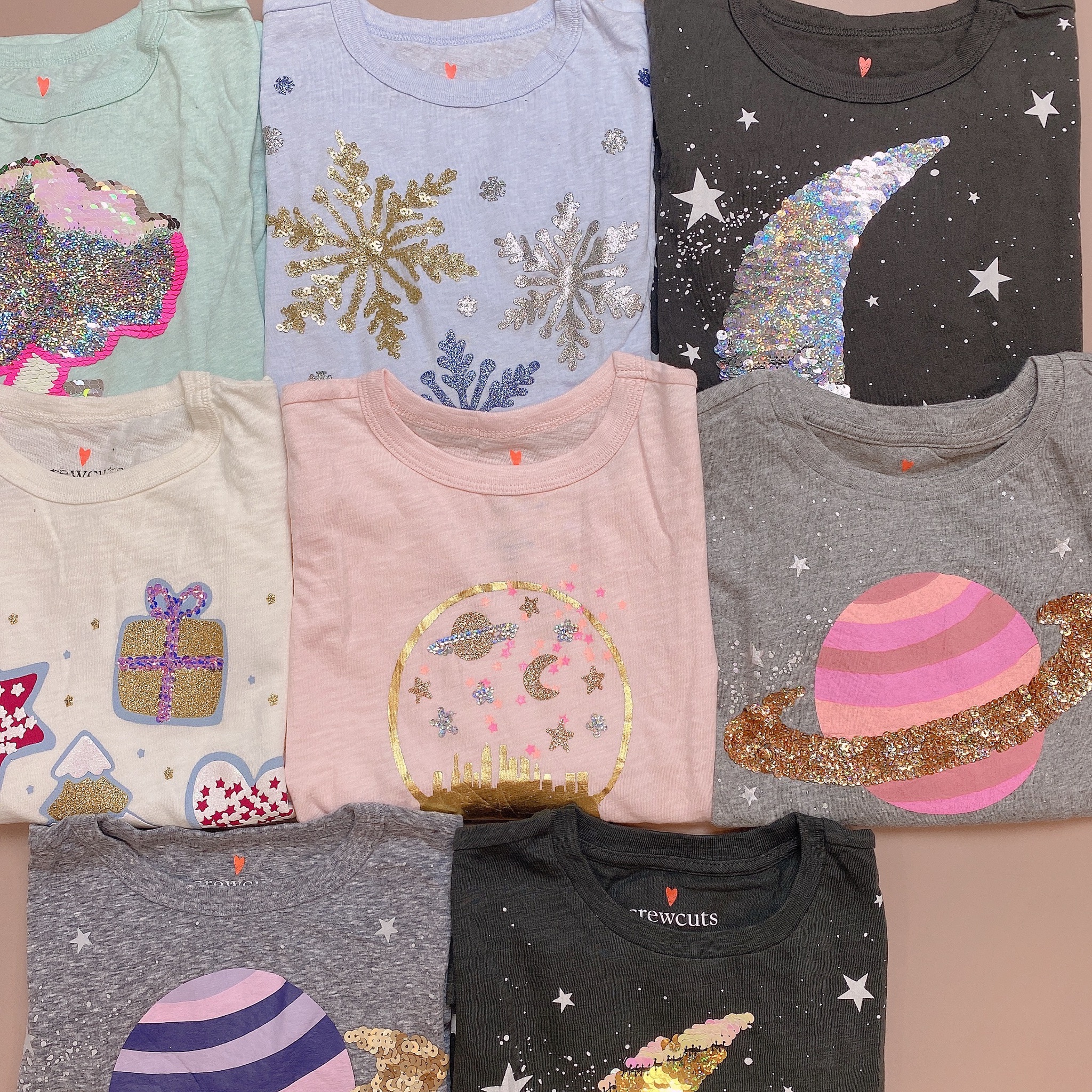 Áo cotton Crewcuts kim sa / nhũ nhiều hình size 5 - 14y - Bảng màu 2