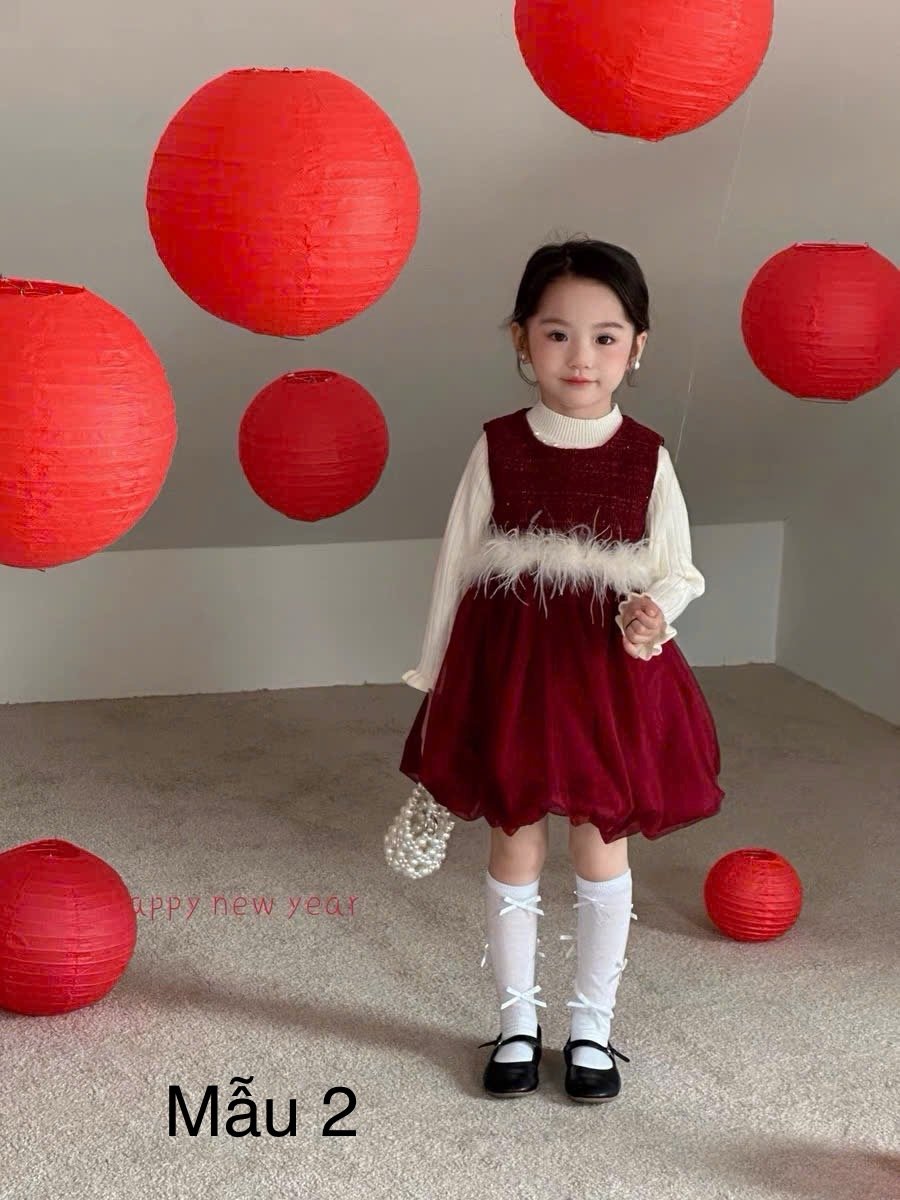 Set QC áo thun tăm + váy nhiều mẫu bé gái size 90-130