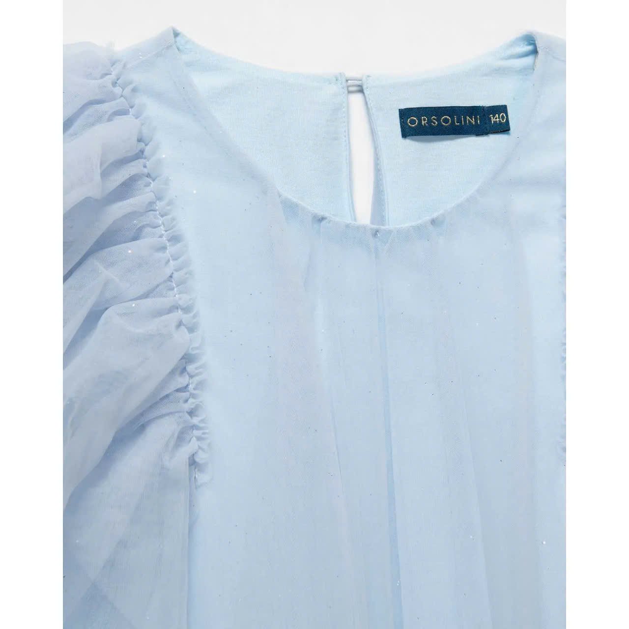 Váy Orsolini màu xanh vải ren mềm lót cotton bé gái size 128-146