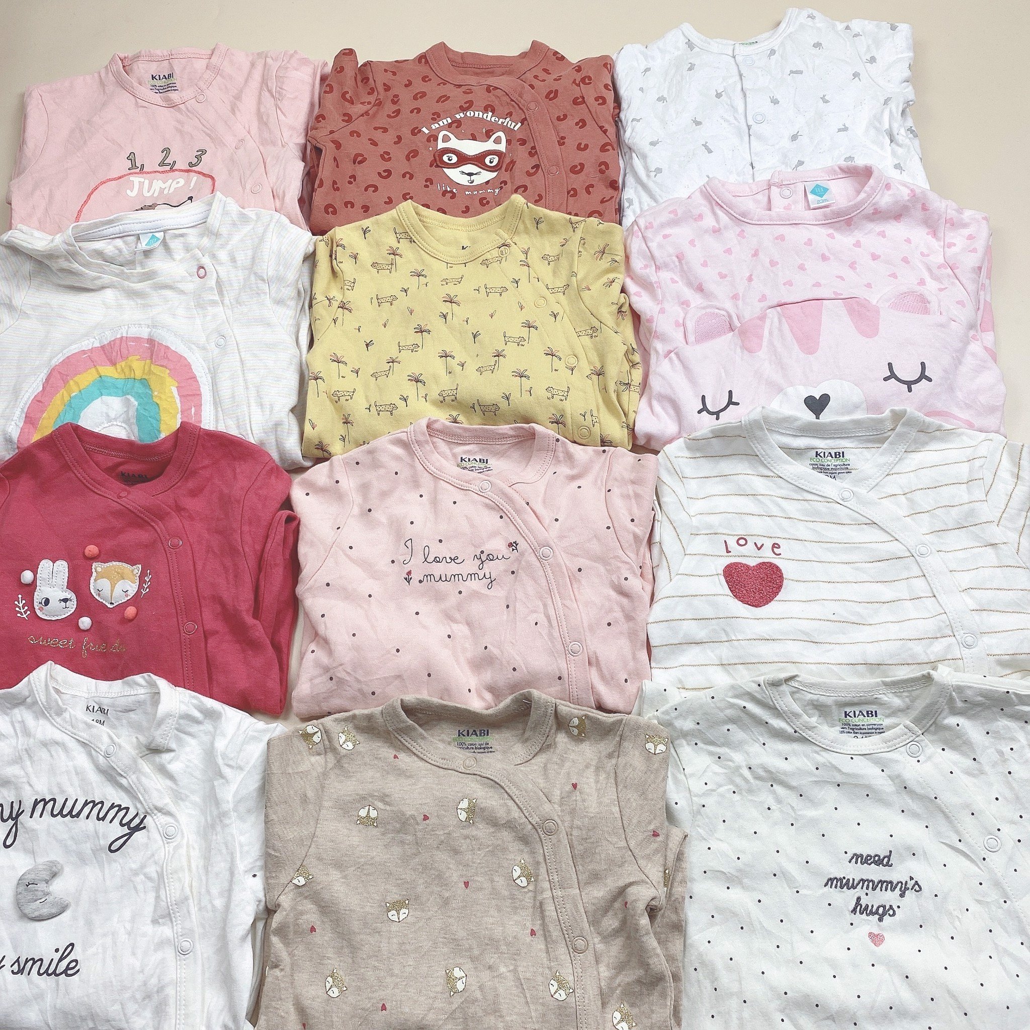 Body cotton liền thân Kiabi nhiều mẫu Bé Gái