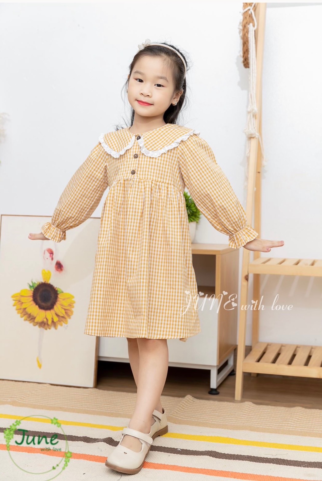 Đầm bầu TK76 caro vàng  Shop Bầu Đẹp  Đồ Bầu Công Sở