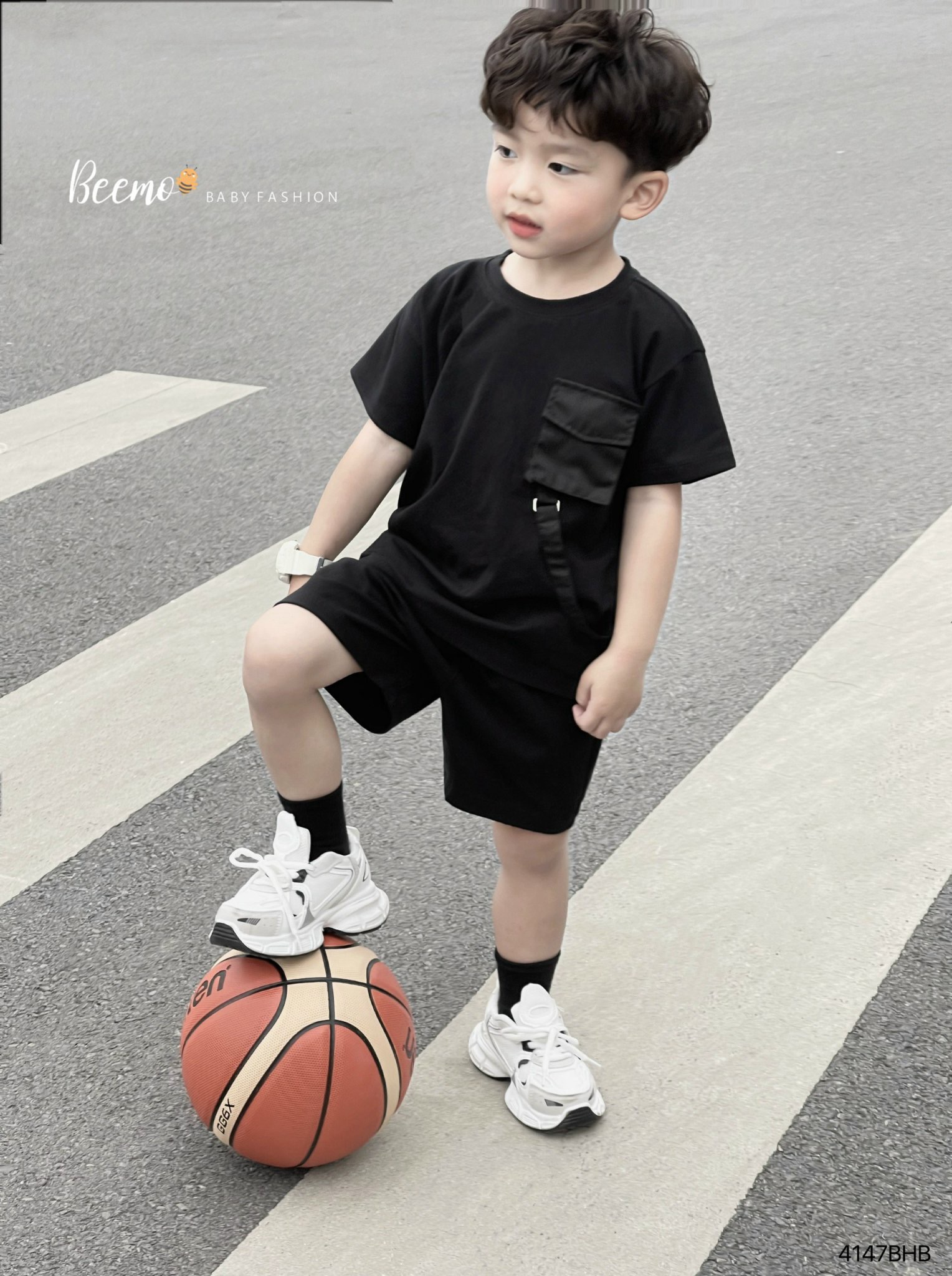 Set bộ Beemo cotton túi hộp 2 màu đen / be BT size 80-130