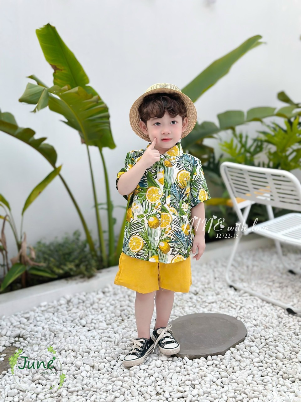 Set đũi June with love hình quả chanh lá xanh kem quần vàng size 1-10y