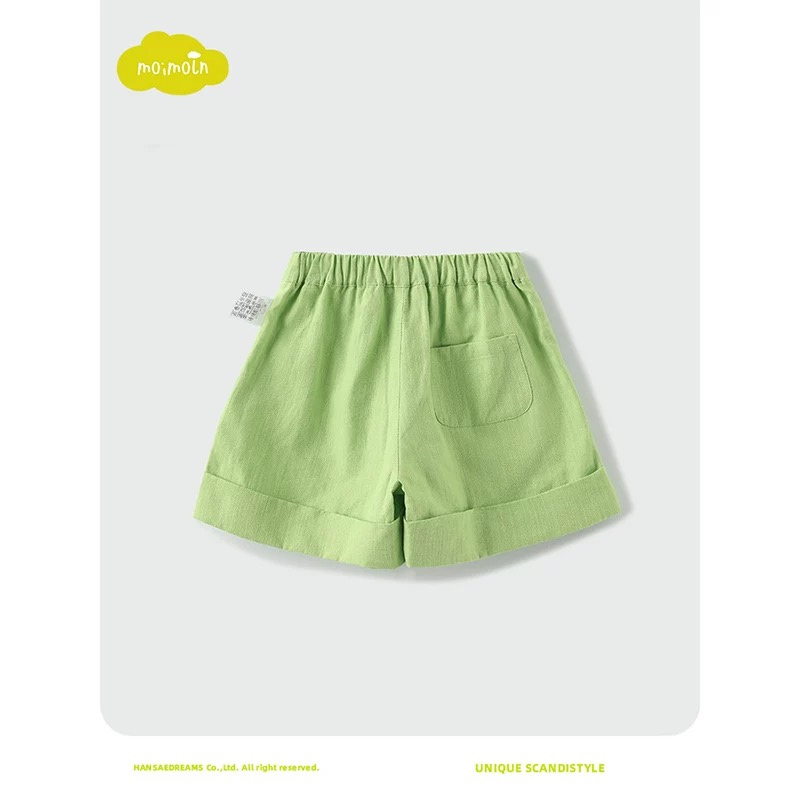Quần short Moimoln xuất Hàn dư xịn màu xanh lá thêu hoa bé gái size 90-110