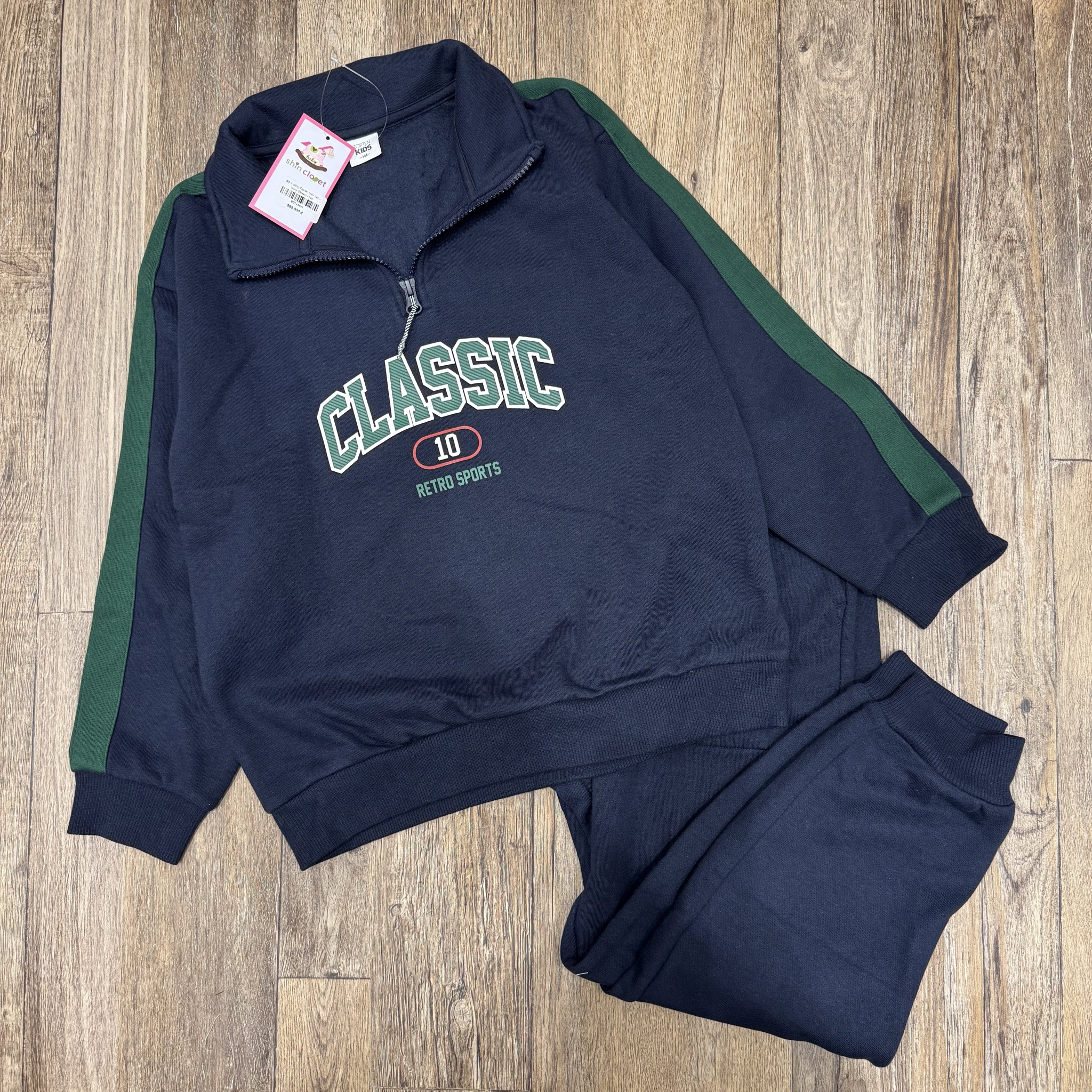 Bộ nỉ bông Topten màu navy Classic size 140 / 160