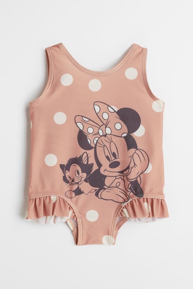 Bộ bơi HM màu nâu chấm bi minnie mèo
