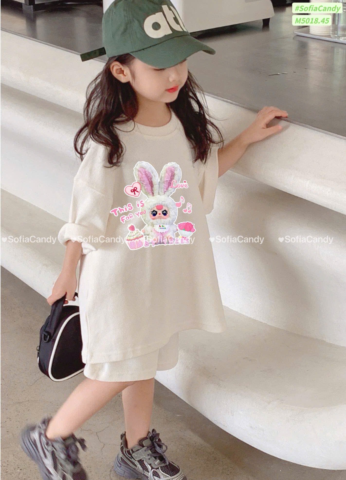 M5018 - Bộ Mia Kids Baby Three màu trắng bé gái size 1-10y