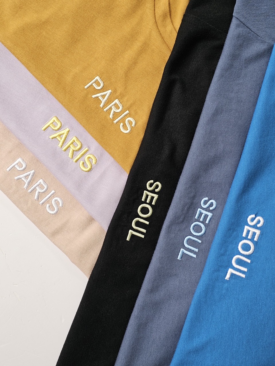 Bộ cotton Bee Mon nhiều màu thêu chữ ngực Paris / Seoul size 110 - 160