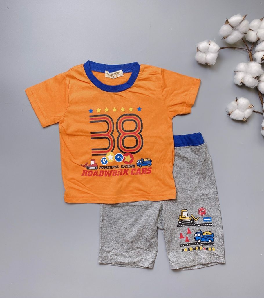 [30%] Bộ cotton Future Tense áo cam số 38 - quần ghi